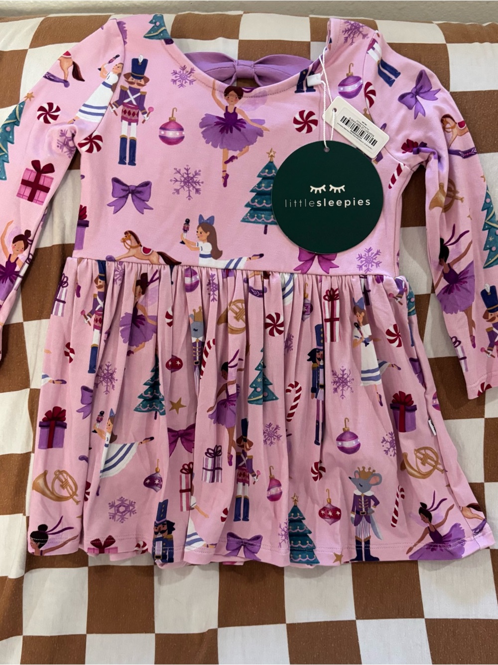 Little Sleepies Pink Nutcracker & Ballerina Holiday Dress
